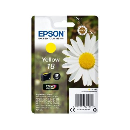 Tinteiro EPSON 18 Amarelo - XP-30/x02/x05/x12/x15/x22/x25 C13T18044012