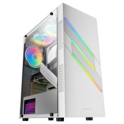 Caixa MARS GAMING MC-U3 ATX CASE, ARGB FRONT, 12CM ARGB FAN, GLASS, ARGB CABLE, WHITE MCU3W