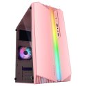 Caixa MARS GAMING MC-S1 MICRO-ATX CASE, ARGB FRONT LINE, FRGB FAN, WINDOW, PINK MCS1P