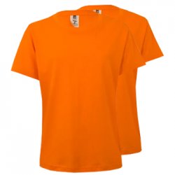 T-Shirt Criança Algodão 155g Laranja Tamanho 5/6 Pack 2un 6307559