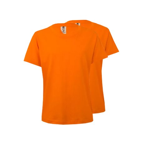 T-Shirt Criança Algodão 155g Laranja Tamanho 5/6 Pack 2un 6307559