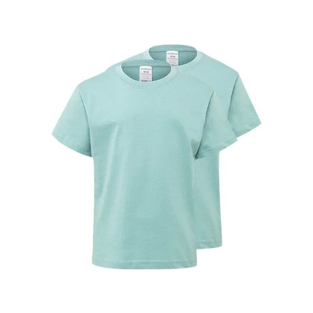 T-Shirt Criança Algodão 155g Verde Pastel Tam 1/2 Pack 2un 6307629