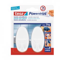 Gancho Oval Tesa Powerstrips + 4 Tiras Large Branco 2un 15658013-52