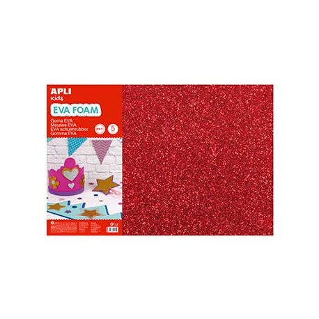 Placa de Cor Musgami Vermelho Purpurinas 40x60cm 2mm 3Fls APL13172