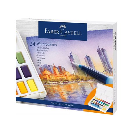 Conjunto Aguarelas 24 Cores Pincel Água+Paleta Faber-Castell 1601117