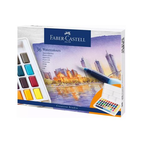 Conjunto Aguarelas 36 Cores Pincel Água+Paleta Faber-Castell 1601118