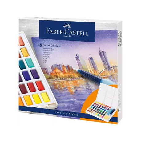 Conjunto Aguarelas 48 Cores Pincel Água+Paleta Faber-Castell 1601119