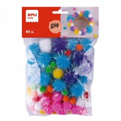 Pom Pom Glitter Apli Cores Sortidas 80un APL19366