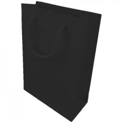 Saco Papel Couché Preto 200g 18x08x25cm c/Asas Cordão 1un 6701666