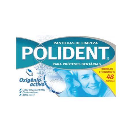 Pastilhas de Limpeza POLIDENT Próteses Dentárias 48un 6831727