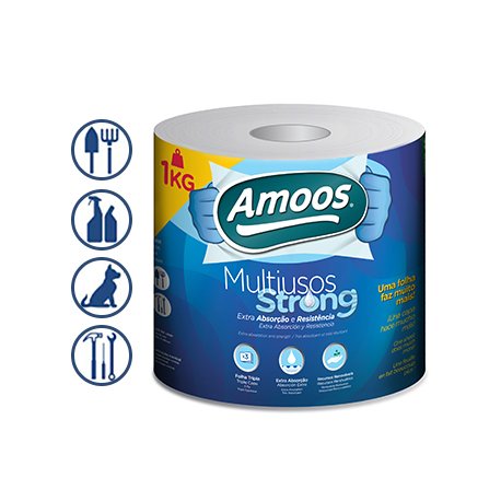 Rolo Multiusos 70mx22cm 63g 3Fls Amoos Strong 1un 6531045