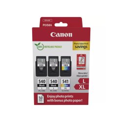 Pack Tinteiros Canon 540Lx2/541XL Preto/Cor+Papel 5224B015 CAN5224B015