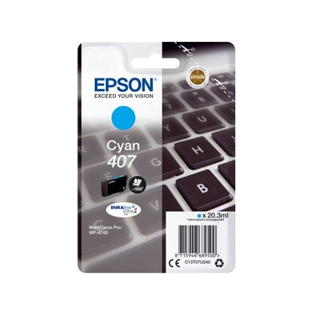 Tinteiro Epson 407 Azul C13T07U240 20,3ml 1900 Pág. EPSC13T07U240