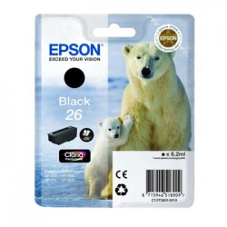 Tinteiro Epson 26 Preto C13T26014010 6,2ml 220 Pág. EPSC13T26014010