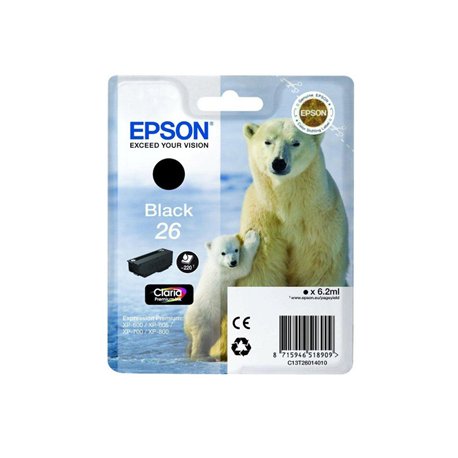 Tinteiro Epson 26 Preto C13T26014010 6,2ml 220 Pág. EPSC13T26014010