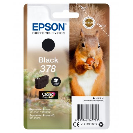 Epson 378 - 5.5 ml - preto - original - blister com RF/alarme acústico - tinteiro - para Expression Home XP-8605, 8606, Express