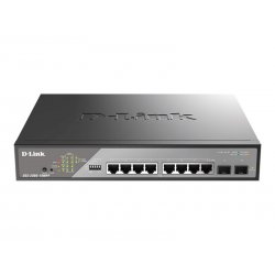 D-Link DSS 200G-10MPP - Interruptor - Administrado - 8 x 10/100/1000 (PoE) + 2 x Gigabit SFP - montável em trilho - PoE (242 W)