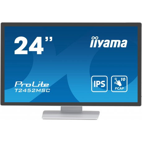 iiyama ProLite T2452MSC-W1 - Monitor LED - 24" (23.8" visível) - ecrã de toque - 1920 x 1080 Full HD (1080p) - IPS - 400 cd/m² 