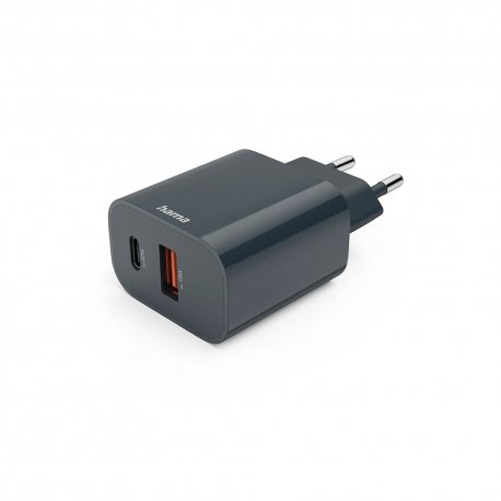 Carregador USB-A + USB-C PD 20W Rápido Cinza HAM86441