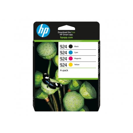 HP 924 - Pack de 4 - azul cyan, magenta, amarelo, preto - original - tinteiro 6C3Z1NE