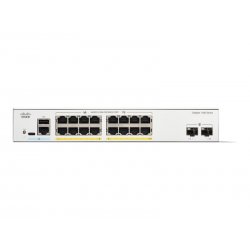 Cisco Catalyst 1300-16FP-2G - Interruptor - L3 - Administrado - 16 x 10/100/1000 (PoE+) + 2 x Gigabit Ethernet SFP - montável e