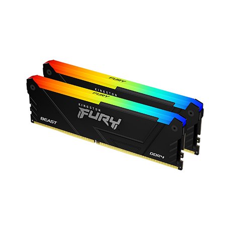 Kingston FURY Beast RGB - DDR4 - kit - 32 GB: 2 x 32 GB - DIMM 288-pin - 3600 MHz / PC4-28800 - CL18 - 1.35 V - unbuffered - se