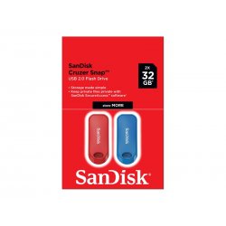 SanDisk Cruzer Snap - Drive flash USB - 32 GB - USB 2.0 (pacote de 2) SDCZ62-032G-G46TW