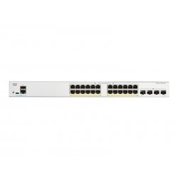 Cisco Catalyst 1300-24FP-4G - Interruptor - L3 - Administrado - 24 x 10/100/1000 (PoE+) + 4 x Gigabit SFP - montável em trilho 