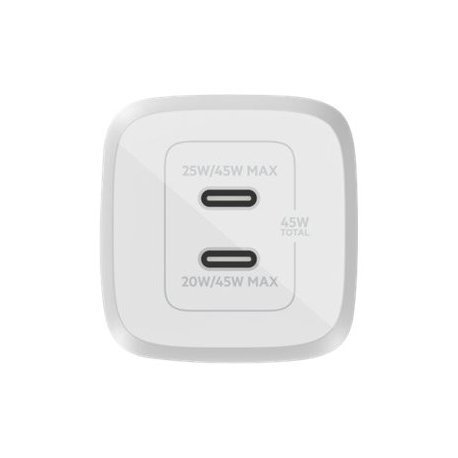 Belkin BoostCharge Pro GaN - Adaptador de alimentação - tecnologia PPS e GaN - 45 Watt - Fast Charge, PD 3.0 - 2 conectores de 