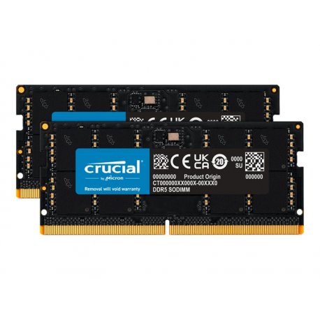 Crucial - DDR5 - kit - 64 GB: 2 x 32 GB - SO DIMM 262-pinos - 4800 MHz / PC5-38400 - CL40 - 1.1 V - unbuffered - sem ECC CT2K32