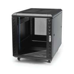 StarTech.com 12U AV Rack Cabinet - Network Rack with Glass Door - 19 inch Computer Cabinet for Server Room or Office (RK1236BKF