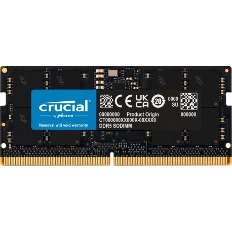 Crucial - DDR5 - módulo - 24 GB - SO DIMM 262-pinos - 5600 MHz / PC5-44800 - CL46 - 1.1 V - on-die ECC - preto CT24G56C46S5