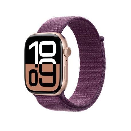 Apple Watch Series 10 (GPS + Cellular) - 46 mm - alumínio dourado rosa - relógio inteligente Com fita desportiva - nylon macio 