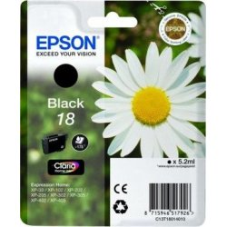 Tinteiro EPSON 18 Preto + Alarme RF - XP-30/x02/x05/x12/x15/x22/x25 C13T18014022