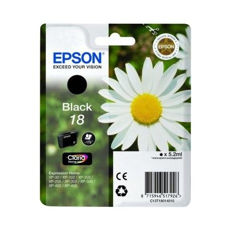 Tinteiro EPSON 18 Preto + Alarme RF - XP-30/x02/x05/x12/x15/x22/x25 C13T18014022