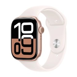 Apple Watch Series 10 (GPS + Cellular) - 46 mm - alumínio dourado rosa - relógio inteligente Com banda de desporto - fluoroelas