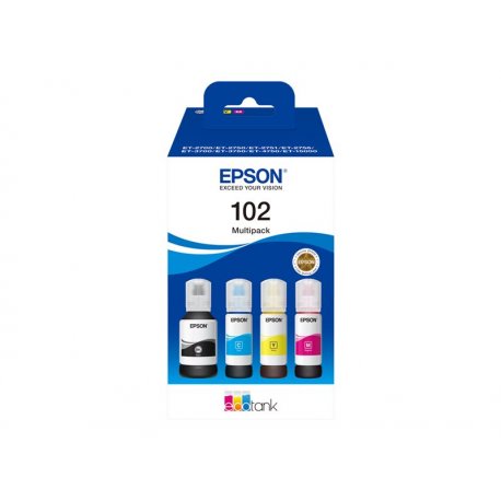 Epson 102 Multipack - Pack de 4 - preto, amarelo, azul cyan, magenta - original - tinteiro - para EcoTank ET-15000, 2750, 2751,