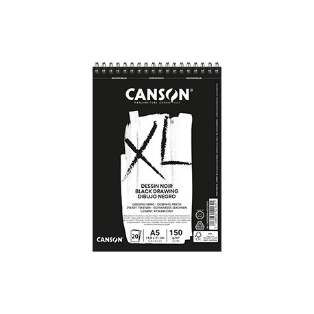 Bloco Espiralado Canson XL Dessin Noir A5 150g 20Fls 108082844