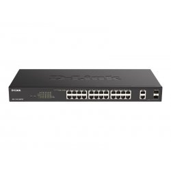 D-Link DGS 1100-26MPV2 - Interruptor - inteligente - 24 x 10/100/1000 (PoE) + 2 x combo Gigabit SFP - desktop, montável em tril