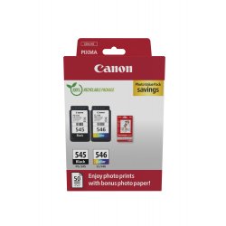 Canon PG-545 / CL-546 Value Pack - Pack de 2 - 8 ml - preto, cor (ciano, magenta, amarelo) - original - caixa pendurada - kit d