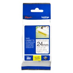 Fita BROTHER Laminada super adesiva c/ texto preto e fundo transparente 24mm x 8m TZeS151