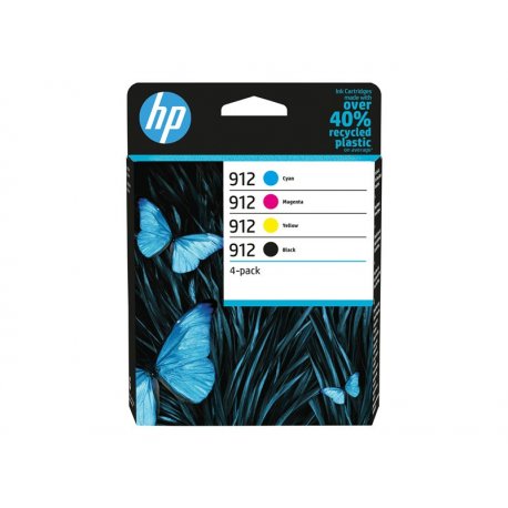 HP 912 - Pack de 4 - preto, amarelo, azul cyan, magenta - original - tinteiro - para Officejet 80XX, Officejet Pro 80XX 6ZC74AE