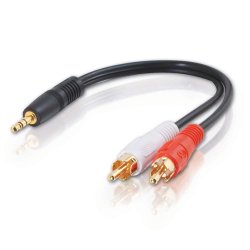 C2G Value Series Y-Cable - Adaptador de áudio - mini-phone stereo 3.5 mm macho para RCA macho - blindado - preto 80132