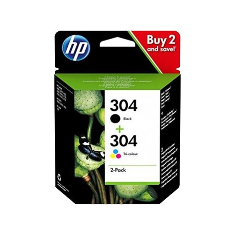 Pack Tinteiros HP 304 Preto/Cor 3JB05A 4ml/2ml HP3JB05A