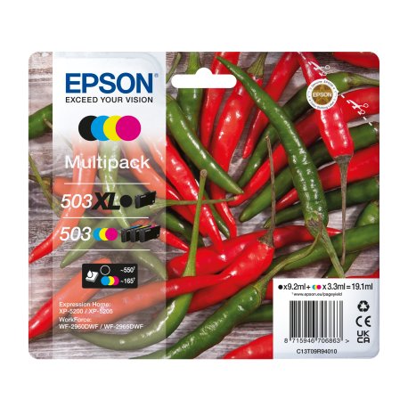 Tinteiro EPSON Multipack 4 503 cores STD preto XL + Alarme RF - WF-296x, XP-520x C13T09R94020